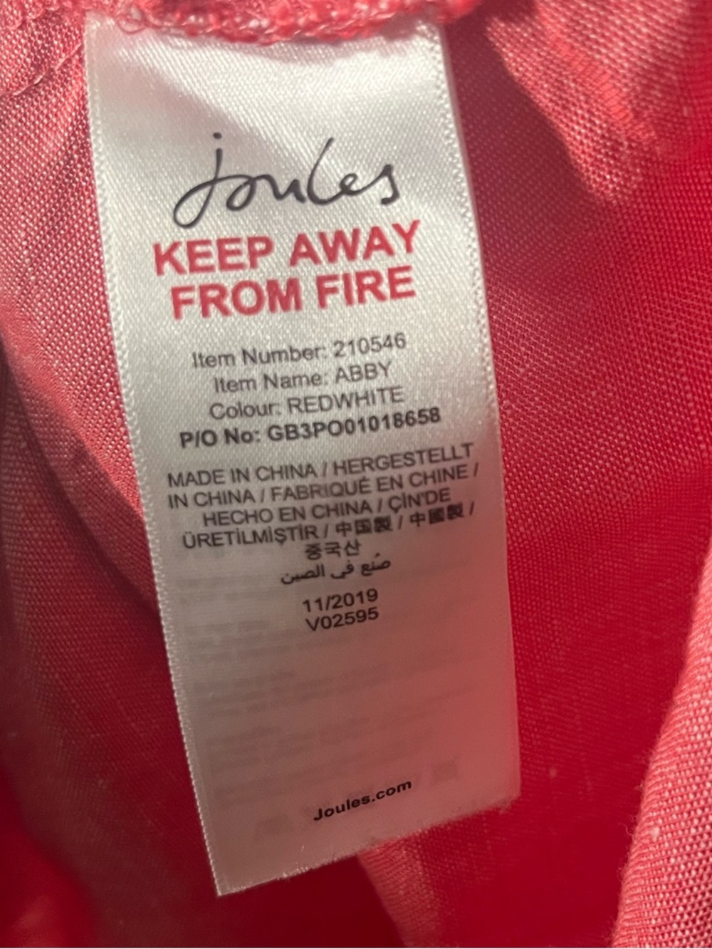 Joules Linen Heathered Red Button-Front Coastal Midi Dress - Picture 6 of 6